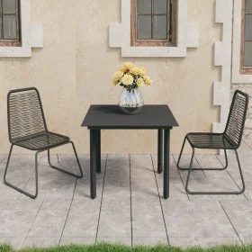 Black PVC rattan 3-piece garden dining set by vidaXL, Garden sets - Ref: Foro24-3060130, Price: 197,61 €, Discount: %