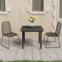 3-teiliges Garten-Ess-Set aus schwarzem PVC-Rattan von vidaXL, Gartensets - Ref: Foro24-3060130, Preis: 197,58 €, Rabatt: %
