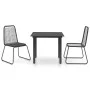 3-teiliges Garten-Ess-Set aus schwarzem PVC-Rattan von vidaXL, Gartensets - Ref: Foro24-3060130, Preis: 197,58 €, Rabatt: %