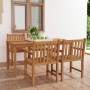 Conjunto de comedor de jardín 5 piezas madera maciza de teca