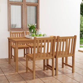 Conjunto de comedor de jardín 5 piezas madera maciza de teca