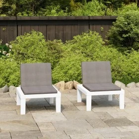 Garden armchairs with cushions 2 units white plastic by vidaXL, Garden chairs - Ref: Foro24-3059823, Price: 131,16 €, Discoun...