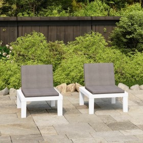 Gartensessel mit Kissen 2 Einheiten aus weißem Kunststoff von vidaXL, Gartenstühle - Ref: Foro24-3059823, Preis: 144,43 €, Ra...