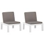 Sillones de jardín con cojines 2 unidades plástico blanco de vidaXL, Sillas de jardín - Ref: Foro24-3059823, Precio: 135,80 €...