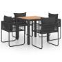 Set de comedor de jardín de 5 piezas PVC ratán negro y marrón