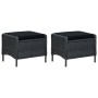 Set muebles jardín 3 pzas ratán sintético gris oscuro y cojines