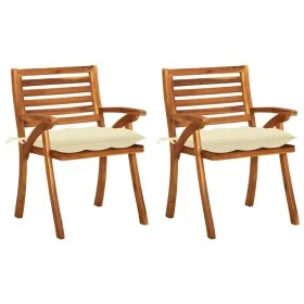 Garten-Esszimmerstühle mit Kissen 2 Stück massives Akazienholz von vidaXL, Gartenstühle - Ref: Foro24-3060831, Preis: 203,20 ...