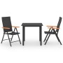 Juego de comedor para jardín 3 piezas negro y marrón de vidaXL, Conjuntos de jardín - Ref: Foro24-3060070, Precio: 291,16 €, ...