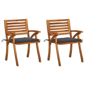 Dining garden chairs with cushions 2 units solid acacia wood by vidaXL, Garden chairs - Ref: Foro24-3060780, Price: 202,35 €,...