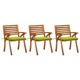 Garden dining chairs with cushions 3 pcs solid acacia wood by vidaXL, Garden chairs - Ref: Foro24-3060814, Price: 243,26 €, D...