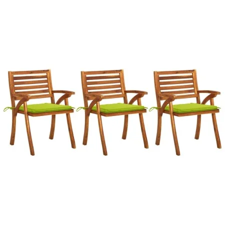 Garten-Esszimmerstühle mit Kissen, 3 Stück, massives Akazienholz von vidaXL, Gartenstühle - Ref: Foro24-3060814, Preis: 243,5...