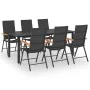 Juego de comedor para jardín 7 piezas negro y marrón de vidaXL, Conjuntos de jardín - Ref: Foro24-3060074, Precio: 572,09 €, ...