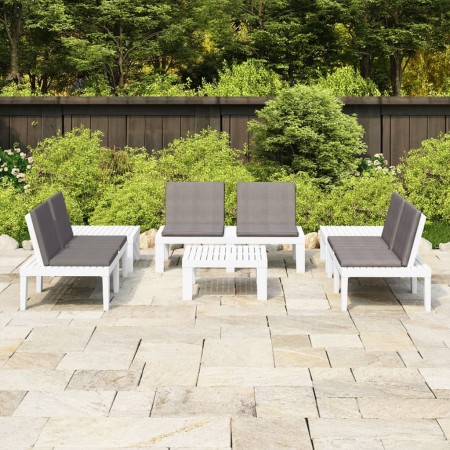 6-teiliges Gartenmöbel-Set mit weißen Kunststoffkissen von vidaXL, Gartensets - Ref: Foro24-3059833, Preis: 451,29 €, Rabatt: %