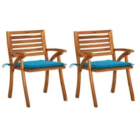 Garden dining chairs with cushions 2 pcs solid acacia wood by vidaXL, Garden chairs - Ref: Foro24-3060792, Price: 191,02 €, D...