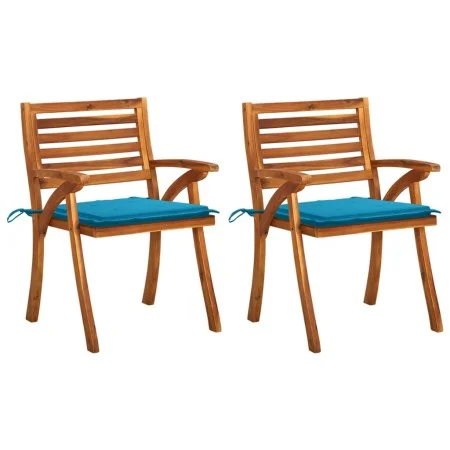 Sillas de comedor jardín con cojines 2 uds madera maciza acacia de vidaXL, Sillas de jardín - Ref: Foro24-3060792, Precio: 20...