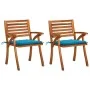 Sillas de comedor jardín con cojines 2 uds madera maciza acacia de vidaXL, Sillas de jardín - Ref: Foro24-3060792, Precio: 20...