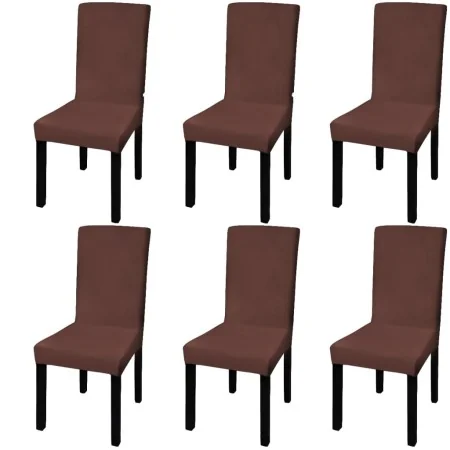 Gerader elastischer Stuhlbezug 6 Einheiten braun von vidaXL, Abdeckungen - Ref: Foro24-131423, Preis: 23,10 €, Rabatt: %