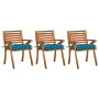 Dining garden chairs with cushions 3 pcs solid acacia wood by vidaXL, Garden chairs - Ref: Foro24-3060838, Price: 245,93 €, D...