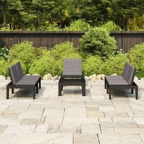 4-piece garden furniture set with gray plastic cushions by vidaXL, Garden sets - Ref: Foro24-3059836, Price: 312,46 €, Discou...
