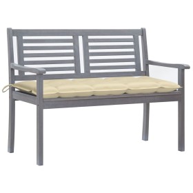 Banco de jardín 2 plazas madera eucalipto gris y cojín 120 cm de vidaXL, Bancos de jardín - Ref: Foro24-3061040, Precio: 188,...