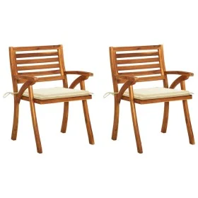 Garden dining chairs with cushions 2 pcs solid acacia wood by vidaXL, Garden chairs - Ref: Foro24-3060786, Price: 192,80 €, D...