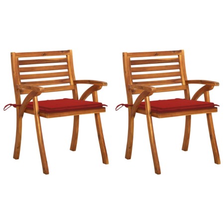 Sillas de comedor jardín con cojines 2 uds madera maciza acacia de vidaXL, Sillas de jardín - Ref: Foro24-3060798, Precio: 25...