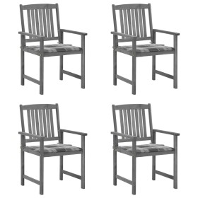 Garden chairs with cushions 4 pcs solid gray acacia wood by vidaXL, Garden chairs - Ref: Foro24-3061250, Price: 284,18 €, Dis...
