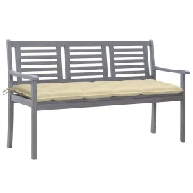 3-seater garden bench in gray eucalyptus wood and 150 cm cushion by vidaXL, garden benches - Ref: Foro24-3061067, Price: 217,...