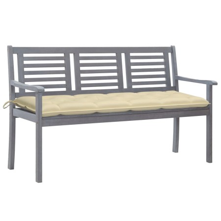 3-Sitzer-Gartenbank aus grauem Eukalyptusholz und 150 cm Kissen von vidaXL, Gartenbänke - Ref: Foro24-3061067, Preis: 222,28 ...