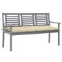 3-seater garden bench in gray eucalyptus wood and 150 cm cushion by vidaXL, garden benches - Ref: Foro24-3061067, Price: 217,...