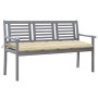 3-Sitzer-Gartenbank aus grauem Eukalyptusholz und 150 cm Kissen von vidaXL, Gartenbänke - Ref: Foro24-3061067, Preis: 222,28 ...