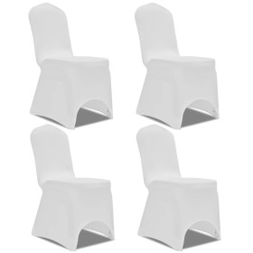 Funda de silla elástica 4 unidades blanca