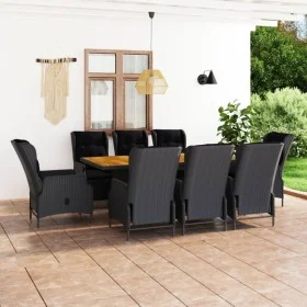 Garden dining set 9 pieces and dark gray synthetic rattan cushions by vidaXL, Garden sets - Ref: Foro24-3060139, Price: 2,00 ...
