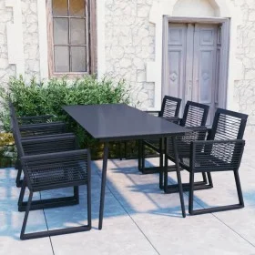 Juego de comedor para jardín 7 piezas ratán PVC negro by vidaXL, Garden sets - Ref: Foro24-3060217, Price: 684,24 €, Discount: %