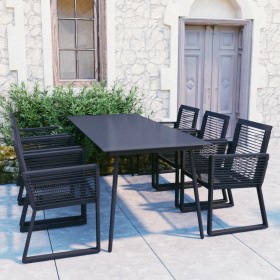 Juego de comedor para jardín 7 piezas ratán PVC negro by vidaXL, Garden sets - Ref: Foro24-3060217, Price: 693,45 €, Discount: %