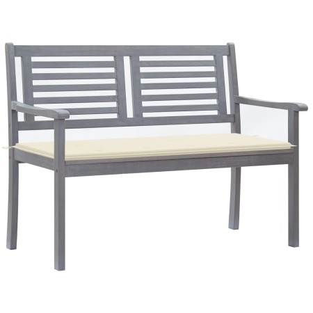 Banco de jardín 2 plazas madera eucalipto gris y cojín 120 cm de vidaXL, Bancos de jardín - Ref: Foro24-3061025, Precio: 187,...