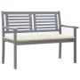 2-seater garden bench in gray eucalyptus wood and 120 cm cushion by vidaXL, garden benches - Ref: Foro24-3061025, Price: 184,...