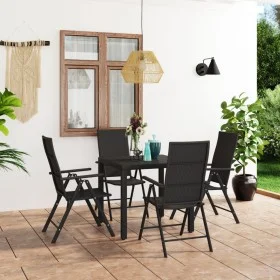Juego de comedor para jardín 5 piezas negro de vidaXL, Conjuntos de jardín - Ref: Foro24-3060059, Precio: 402,02 €, Descuento: %