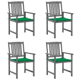 Garden chairs with cushions 4 pcs solid gray acacia wood by vidaXL, Garden chairs - Ref: Foro24-3061232, Price: 271,61 €, Dis...