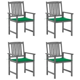 Garden chairs with cushions 4 pcs solid gray acacia wood by vidaXL, Garden chairs - Ref: Foro24-3061232, Price: 269,04 €, Dis...