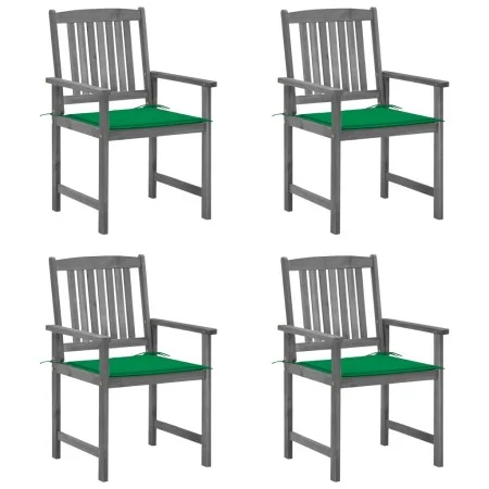 Gartenstühle mit Kissen, 4 Stück, massives graues Akazienholz von vidaXL, Gartenstühle - Ref: Foro24-3061232, Preis: 269,01 €...