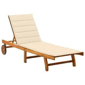 Garden sun lounger with solid acacia wood cushion. by vidaXL, Loungers - Ref: Foro24-3061346, Price: 208,56 €, Discount: %