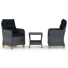 Garden furniture set 3 pieces dark gray synthetic rattan and cushions by vidaXL, Garden sets - Ref: Foro24-3060180, Price: 31...
