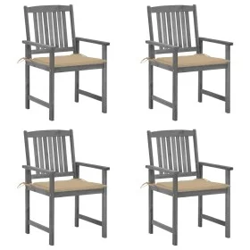 Garden chairs with cushions 4 pcs solid gray acacia wood by vidaXL, Garden chairs - Ref: Foro24-3061228, Price: 280,05 €, Dis...