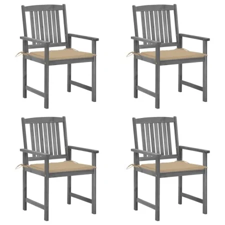 Garden chairs with cushions 4 pcs solid gray acacia wood by vidaXL, Garden chairs - Ref: Foro24-3061228, Price: 280,02 €, Dis...