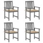 Garden chairs with cushions 4 pcs solid gray acacia wood by vidaXL, Garden chairs - Ref: Foro24-3061228, Price: 281,83 €, Dis...