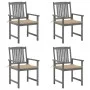 Garden chairs with cushions 4 pcs solid gray acacia wood by vidaXL, Garden chairs - Ref: Foro24-3061228, Price: 280,02 €, Dis...