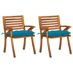 Sillas de comedor jardín con cojines 2 uds madera maciza acacia de vidaXL, Sillas de jardín - Ref: Foro24-3060837, Precio: 20...