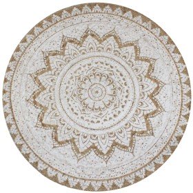 Alfombra redonda con estampado yute trenzado 90 cm