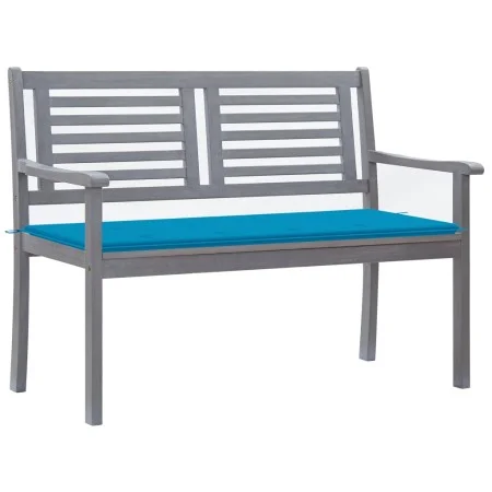 2-seater garden bench in gray eucalyptus wood and 120 cm cushion by vidaXL, garden benches - Ref: Foro24-3061027, Price: 183,...